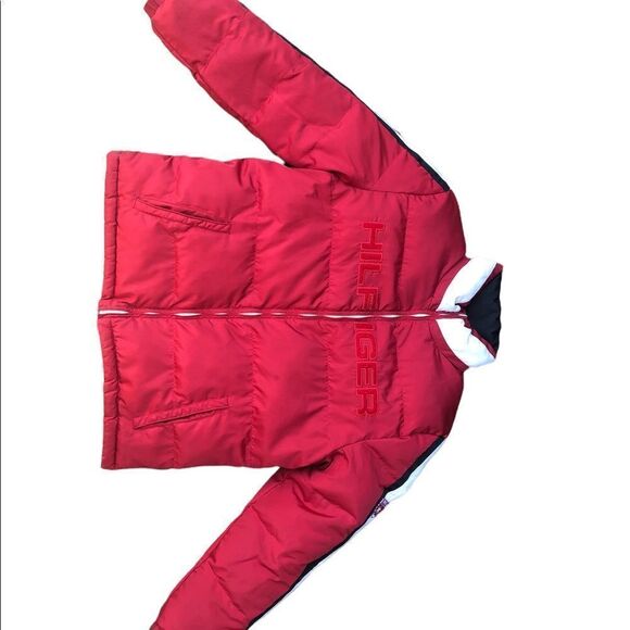 Vintage 2011 Tommy Hilfiger Reversible Jacket Large Black/Red BIG LOGO - Picture 6 of 15